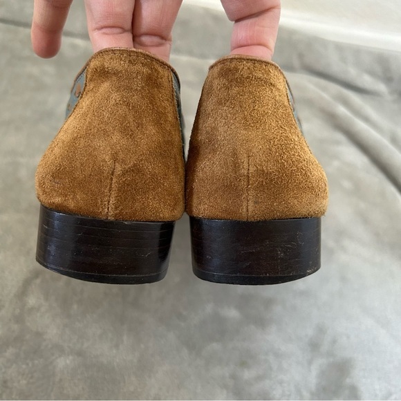 Salvatore Ferragamo Women’s Loafers 9.5 Light Brown Light Blue Woven Bow Casual - Picture 5 of 15